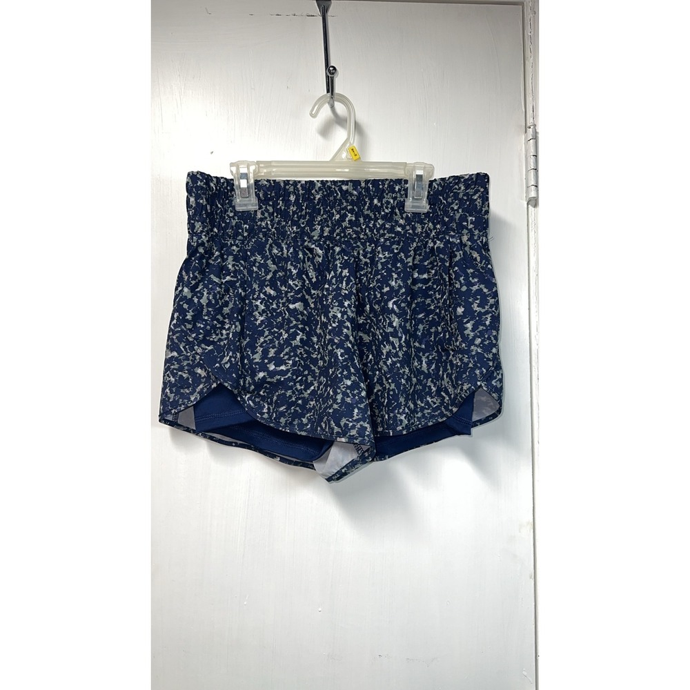 Avia | Athletic Shorts Blue Grey Print Smocked High Waist | Size S (4-6)